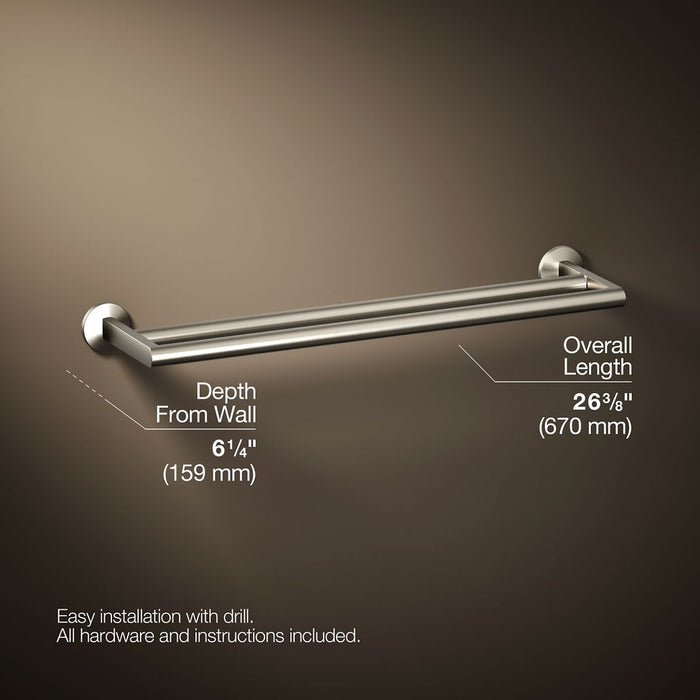 KOHLER K-78375 Components Double towel bar, vibrant brushed nickel - view 5