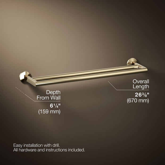 KOHLER K-78375 Components Double towel bar, vibrant french gold - view 5