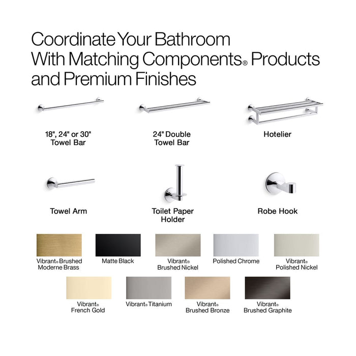 KOHLER K-78383 Components Vertical toilet paper holder, vibrant brushed moderne brass - view 2