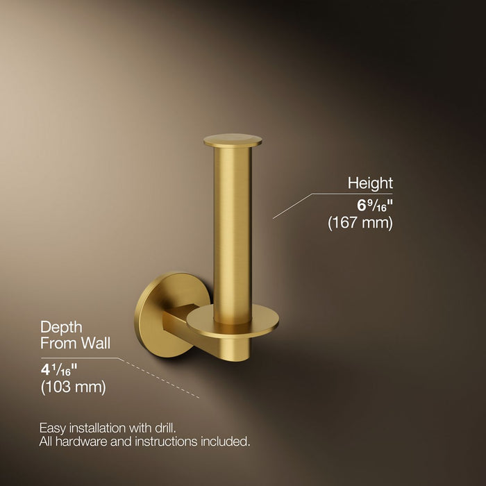 KOHLER K-78383 Components Vertical toilet paper holder, vibrant brushed moderne brass - view 5