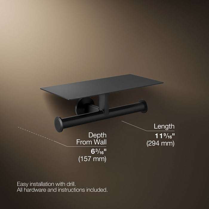 KOHLER K-78384 Components Covered double toilet paper holder, matte black - view 5