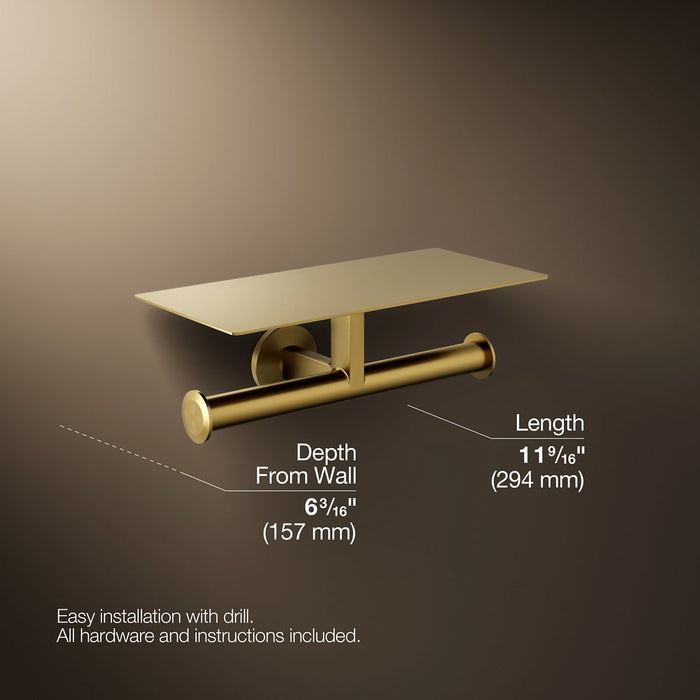 KOHLER K-78384 Components Covered double toilet paper holder, vibrant brushed moderne brass - view 5