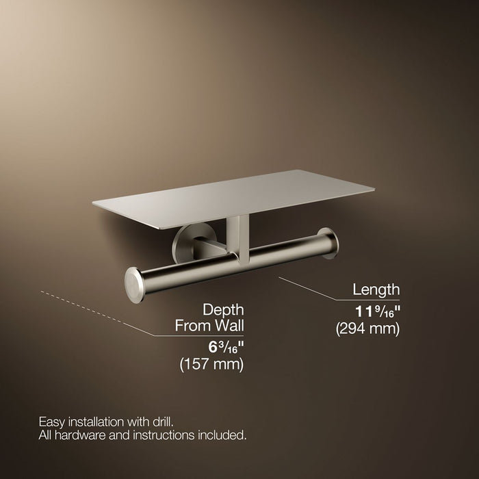 KOHLER K-78384 Components Covered double toilet paper holder, vibrant brushed nickel - view 5