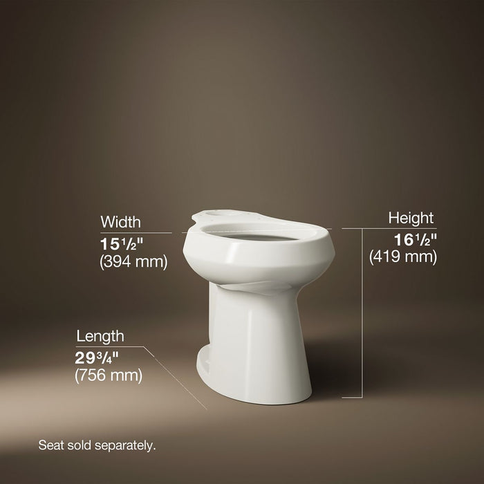 KOHLER K-80020 Highline Elongated toilet bowl with concealed trapway, biscuit - view 4