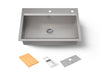 KOHLER K-80084-2PC Task 33" top-/undermount single-bowl workstation kitchen sink, stainless steel