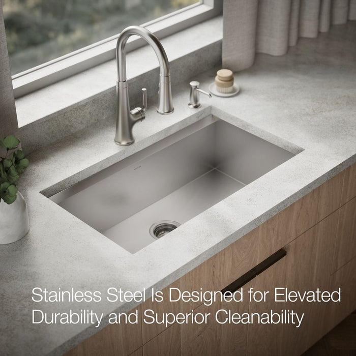 KOHLER K-80084-2PC Task 33" top-/undermount single-bowl workstation kitchen sink, stainless steel - view 4