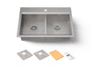 KOHLER K-80085-1PC Task Smart Divide Smart Divide 33" top-/undermount double-bowl workstation kitchen sink, stainless steel