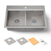KOHLER K-80085-1PC Task Smart Divide Smart Divide 33" top-/undermount double-bowl workstation kitchen sink, stainless...