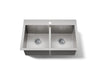KOHLER K-80167-1 Vault 30-1/2" Top-/undermount Double-bowl Kitchen Sink, Stainless Steel - 3/4 view of product