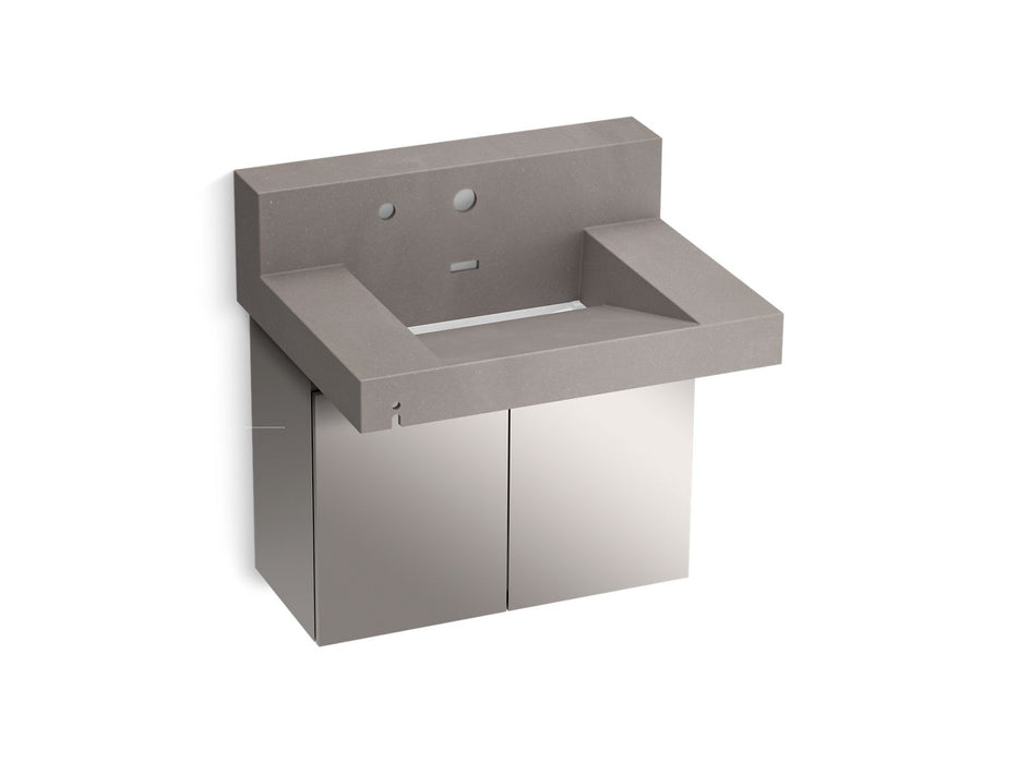 KOHLER K-81024-BSS Constellation 30" wall-mount lavatory system with backsplash, ash concrete