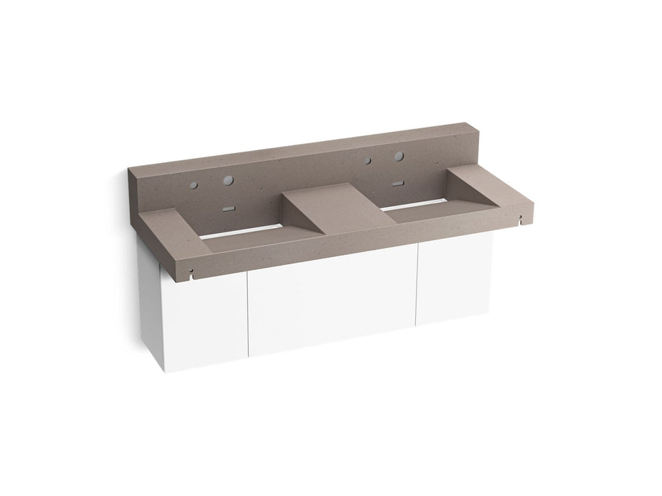 KOHLER K-81025-BPW Constellation 60" wall-mount basin lavatory system with backsplash, concrete