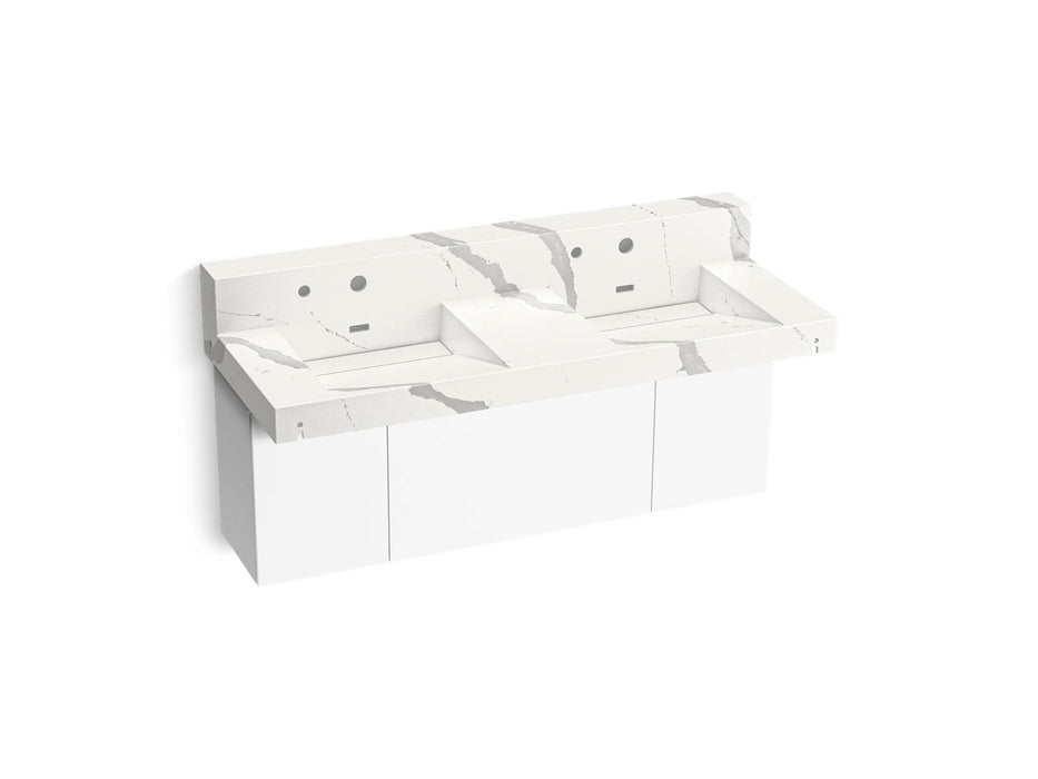 KOHLER K-81025-BPW Constellation 60" wall-mount basin lavatory system with backsplash, et bianco cal