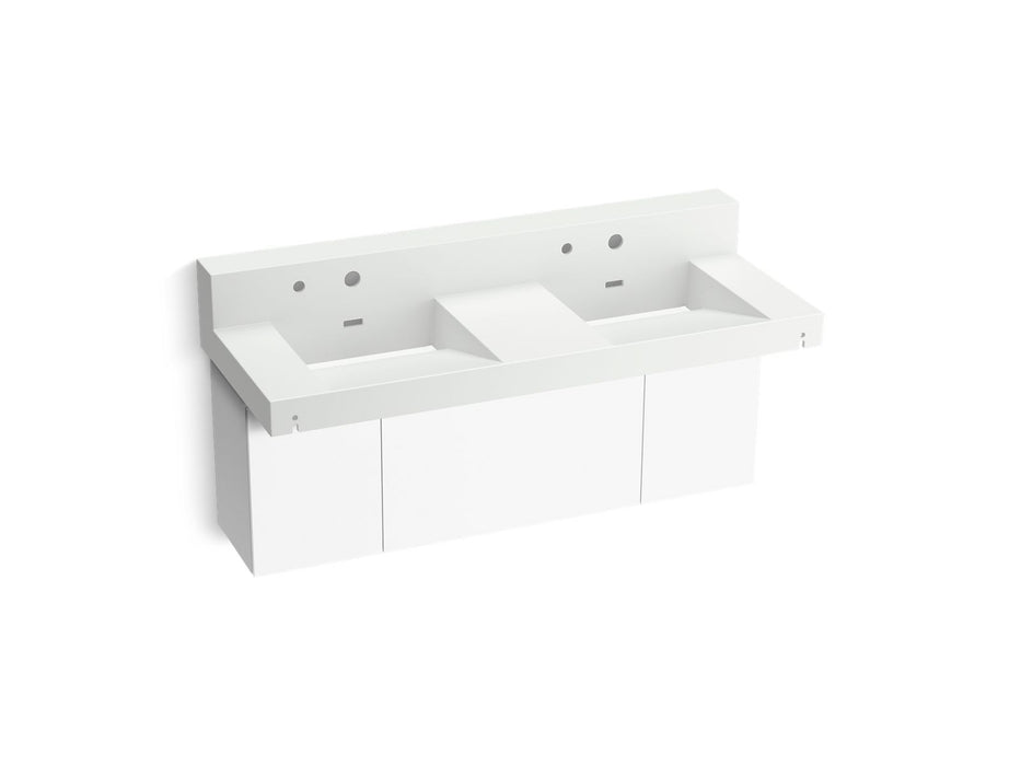 KOHLER K-81025-BPW Constellation 60" wall-mount basin lavatory system with backsplash, miami white