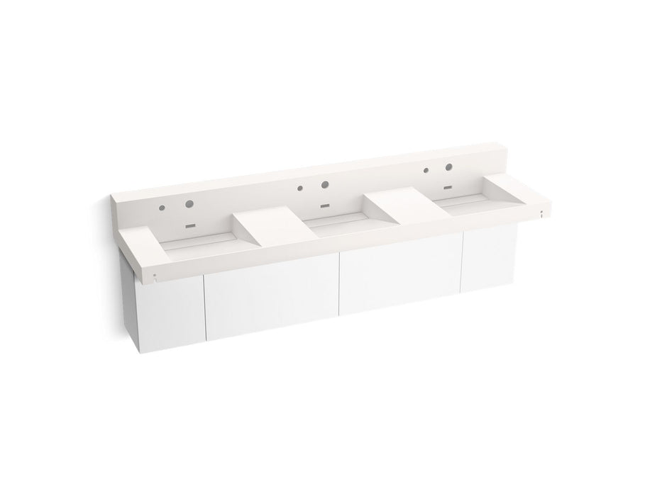 KOHLER K-81026-BPW Constellation 90" wall-mount basin lavatory system with backsplash, designer white