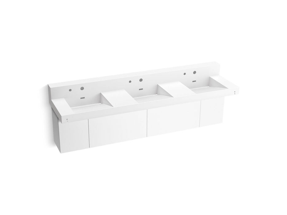 KOHLER K-81026-BPW Constellation 90" wall-mount basin lavatory system with backsplash, glacier white