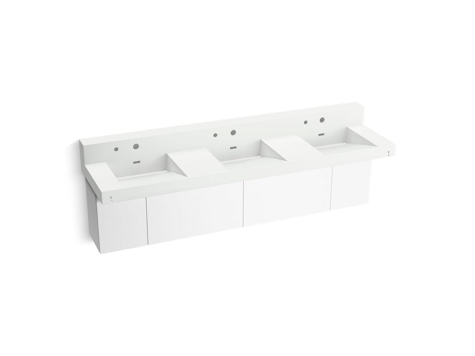 KOHLER K-81026-BPW Constellation 90" wall-mount basin lavatory system with backsplash, miami white