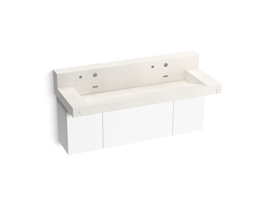 KOHLER K-81027-BPW Constellation 60" wall-mount trough lavatory system with backsplash, arrow root