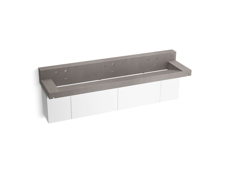 KOHLER K-81028-BPW Constellation 90" wall-mount trough lavatory system with backsplash, ash concrete