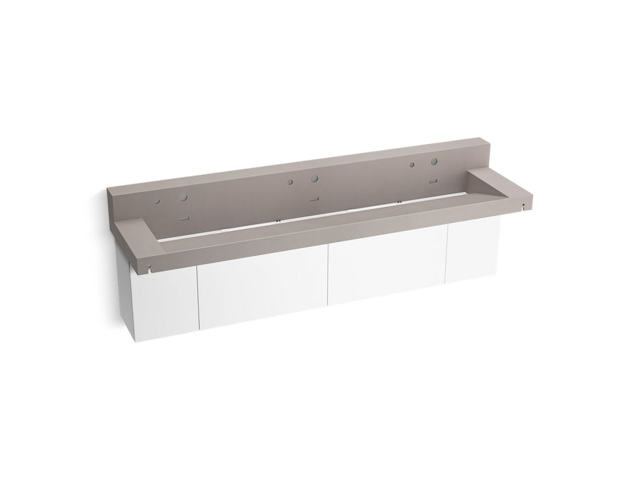 KOHLER K-81028-BPW Constellation 90" wall-mount trough lavatory system with backsplash, neutral concrete