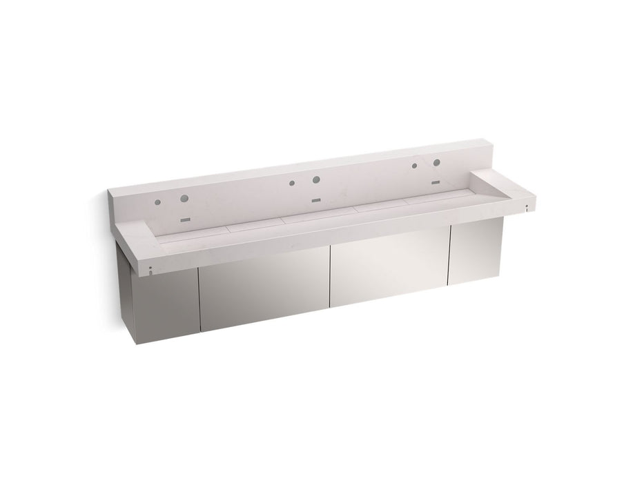 KOHLER K-81028-BSS Constellation 90" wall-mount trough lavatory system with backsplash, et statuario