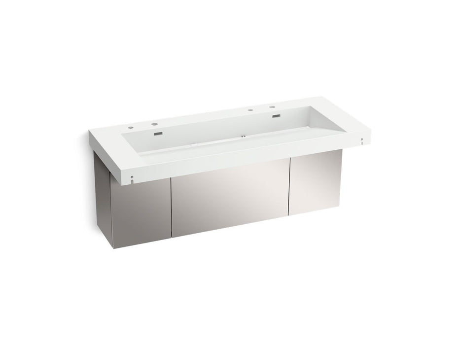 KOHLER K-81032-BSS Constellation 60" wall-mount trough lavatory system, miami white