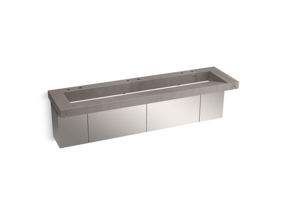 KOHLER K-81033-BSS Constellation 90" wall-mount trough lavatory system, ash concrete