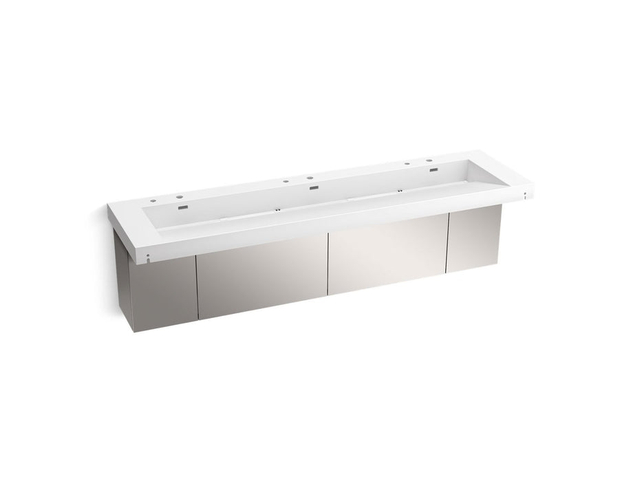 KOHLER K-81033-BSS Constellation 90" wall-mount trough lavatory system, glacier white