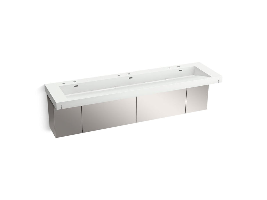 KOHLER K-81033-BSS Constellation 90" wall-mount trough lavatory system, miami white
