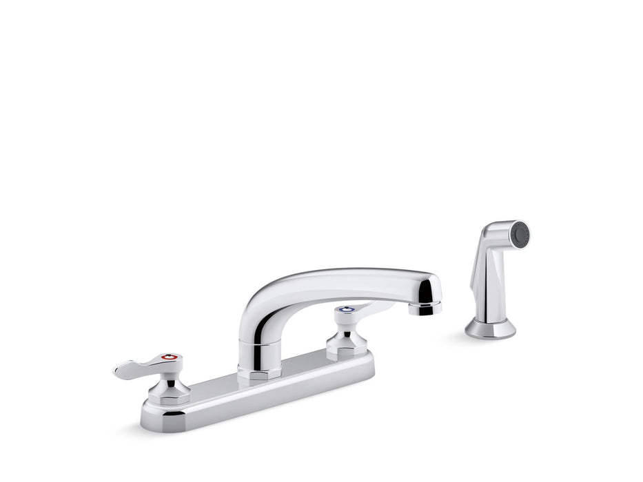 KOHLER K-810T21-4AFA Triton Bowe 1.8 gpm kitchen sink faucet with 8-3/16" swing spout, matching finish sidespray, aerated...