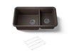 KOHLER K-8204 Cairn 33-1/2" undermount double-bowl kitchen sink, matte brown