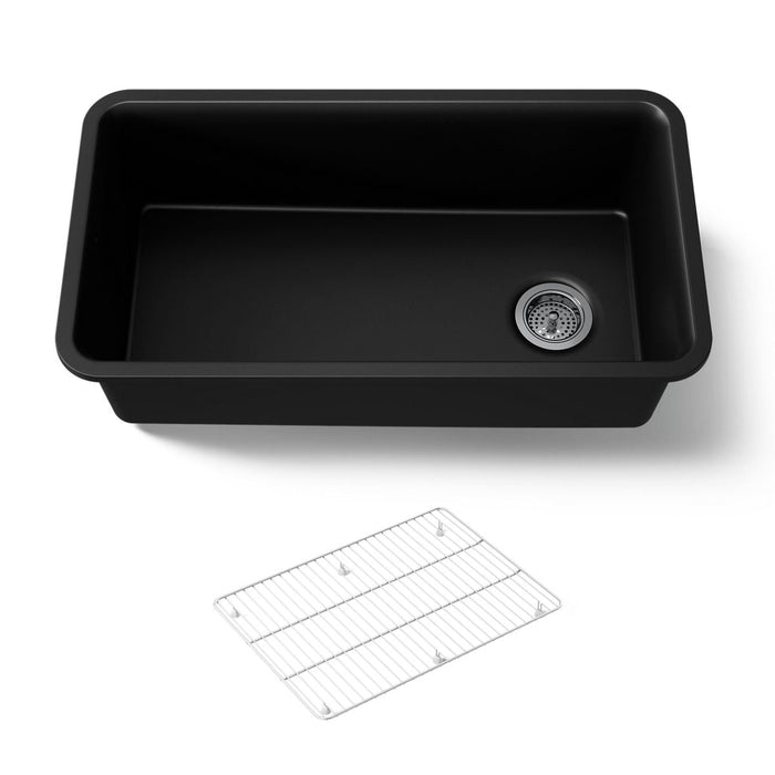 KOHLER K-8206 Cairn 33-1/2" undermount single-bowl kitchen sink, matte black - view 5