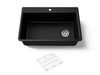 KOHLER K-8437-1 Kennon 33" top-/undermount single-bowl kitchen sink, matte black