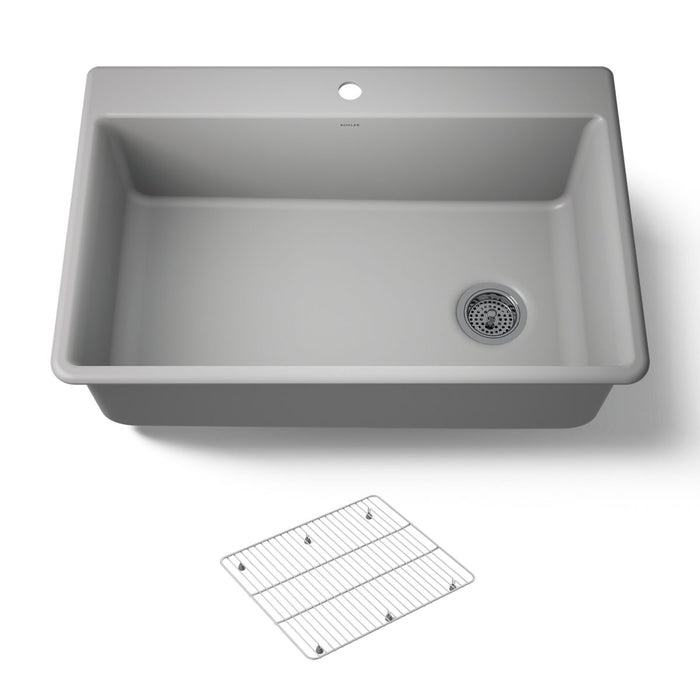 KOHLER K-8437-1 Kennon 33" top-/undermount single-bowl kitchen sink, matte grey - view 5