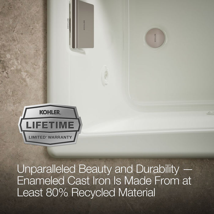 KOHLER K-852-JH Tea-for-Two 60" x 32" drop-in/undermount whirlpool bath, dune - view 5