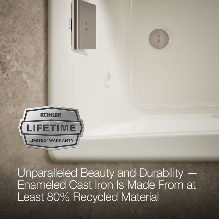 KOHLER K-852-JHB Tea-for-Two 60" x 32" drop-in/undermount whirlpool bath, biscuit - view 5