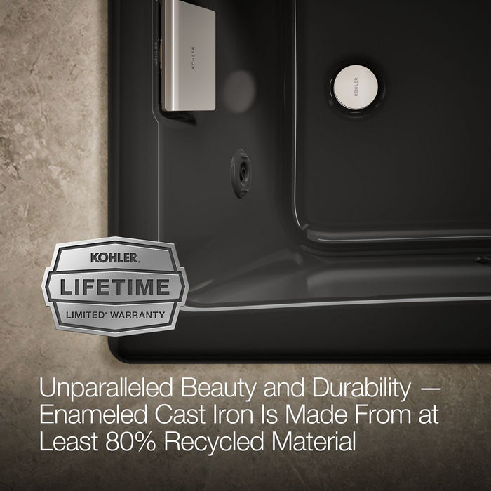 KOHLER K-852-JHE Tea-for-Two 60" x 32" drop-in/undermount whirlpool bath, black black - view 5