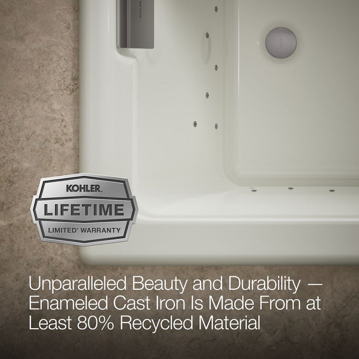 KOHLER K-856-GHCP Tea-for-Two 66" x 36" drop-in Heated BubbleMassage air bath, dune - view 5