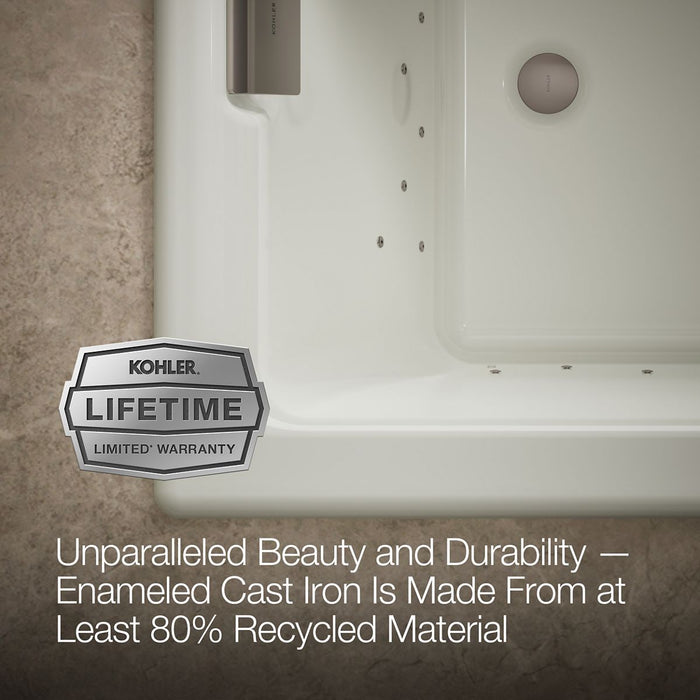 KOHLER K-856-GHNY Tea-for-Two 66" x 36" drop-in Heated BubbleMassage air bath, dune - view 5
