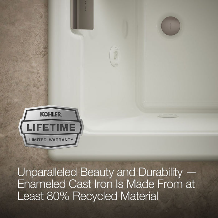KOHLER K-856-JH Tea-for-Two 66" x 36" drop-in/undermount whirlpool bath, dune - view 5