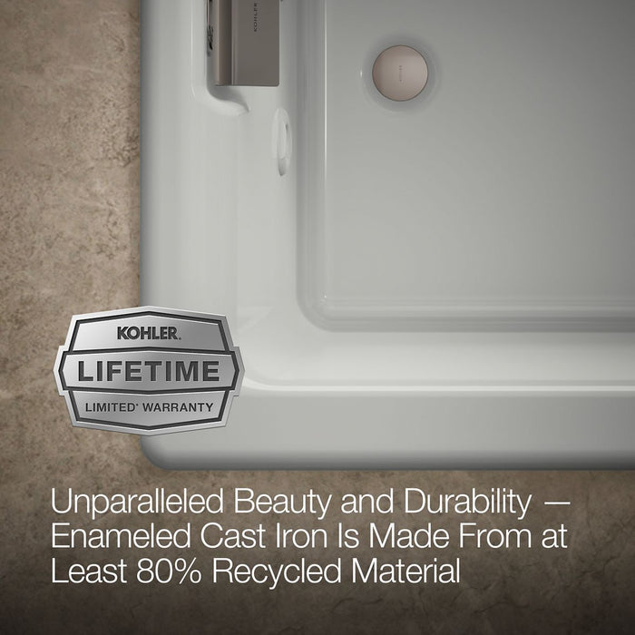 KOHLER K-856-M Tea-for-Two 66" x 36" drop-in whirlpool bath, ice grey - view 3