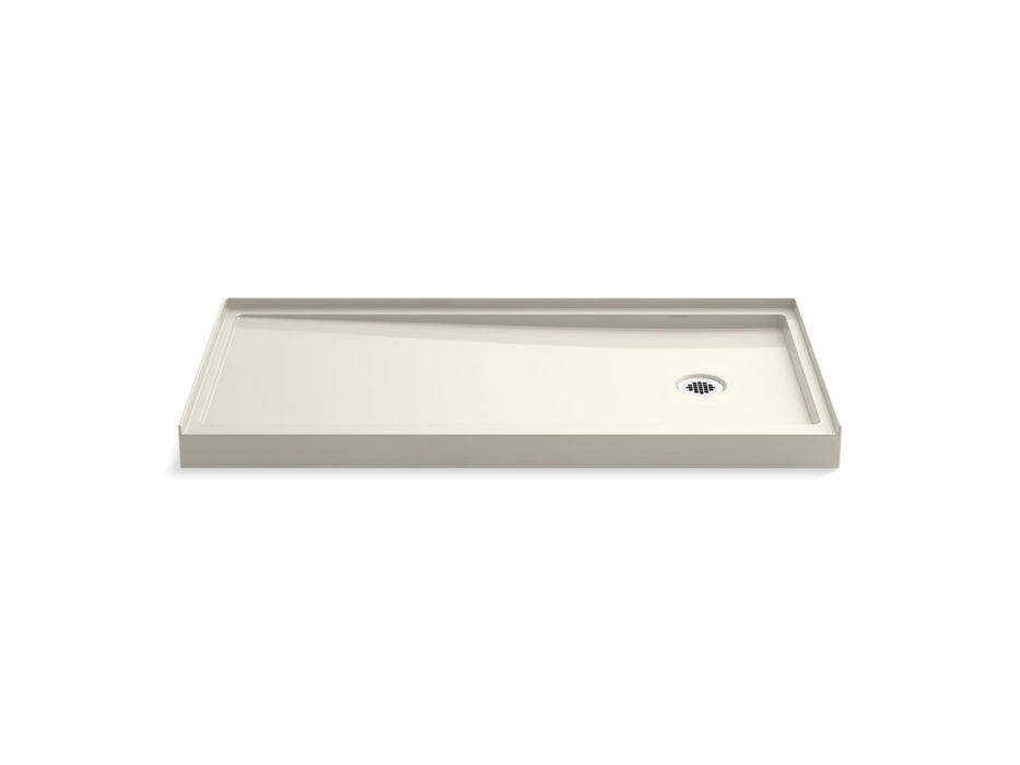 KOHLER K-8642 Rely 60" x 30" alcove shower base, right drain, biscuit