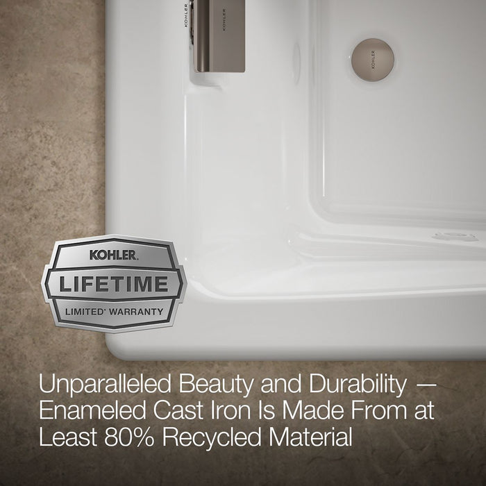 KOHLER K-865-JH Tea-for-Two 71-3/4" x 36" drop-in/undermount whirlpool bath, white - view 5
