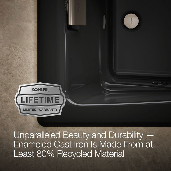 KOHLER K-865-JHD Tea-for-Two 71-3/4" x 36" drop-in/undermount whirlpool bath, black black - view 5