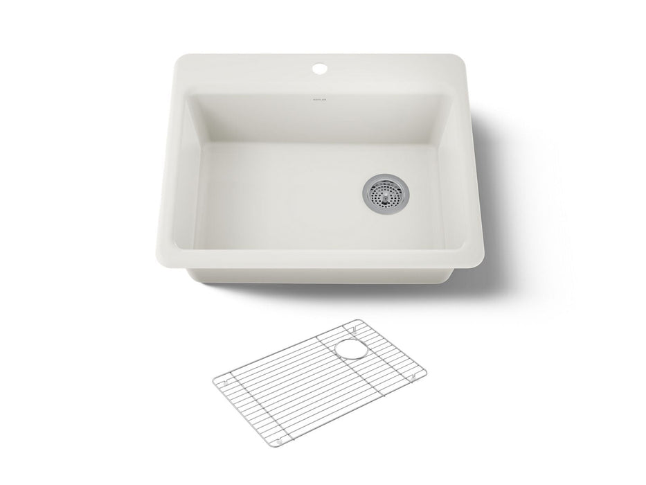 KOHLER K-8668-1A1 Riverby 27" top-mount single-bowl kitchen sink, biscuit