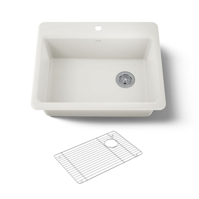KOHLER K-8668-1A1 Riverby 27" top-mount single-bowl kitchen sink, biscuit - view 5