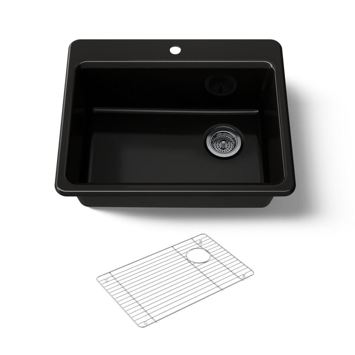 KOHLER K-8668-1A1 Riverby 27" top-mount single-bowl kitchen sink, black black - view 5