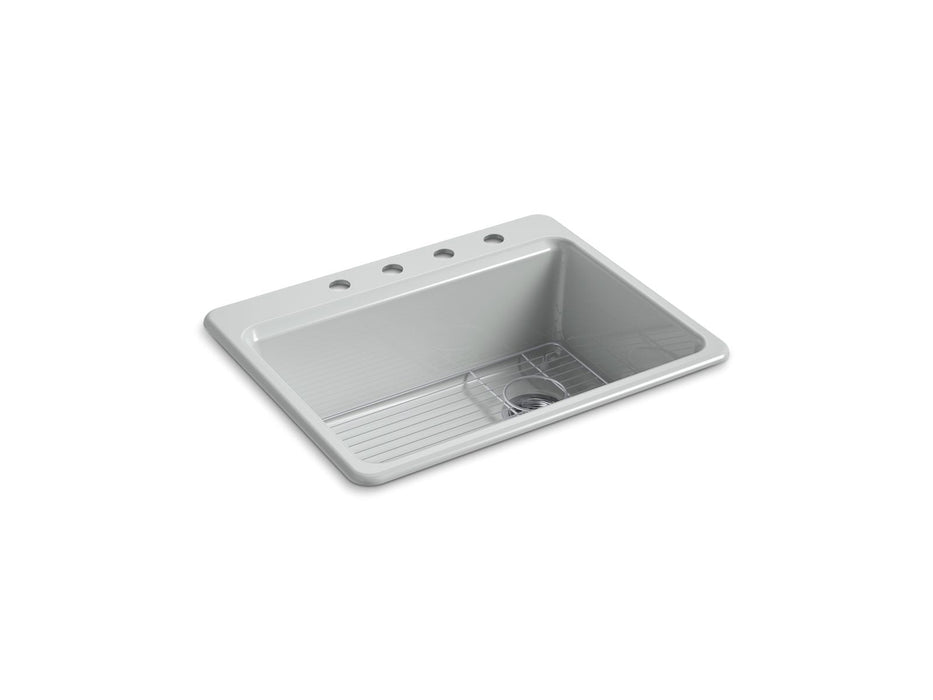 KOHLER K-8668-4A1 Riverby 27" top-mount single-bowl kitchen sink, ice grey