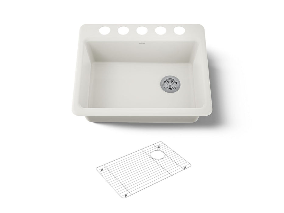 KOHLER K-8668 Riverby 27" Undermount Single-bowl Kitchen Sink, biscuit