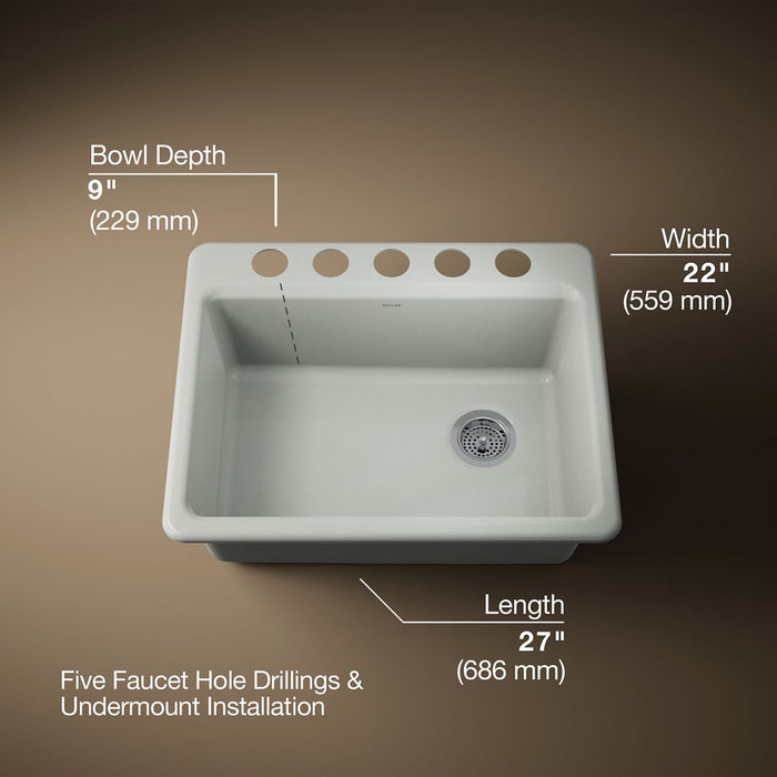 KOHLER K-8668 Riverby 27" Undermount Single-bowl Kitchen Sink