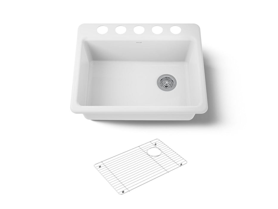 KOHLER K-8668 Riverby 27" Undermount Single-bowl Kitchen Sink, white